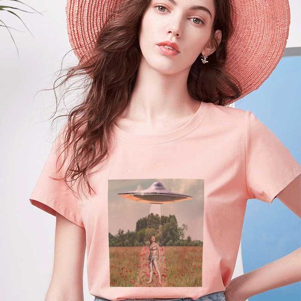 t shirt women 2020 summer fashion casual funny alien printed vogue short sleeve quality t-shirt harajuku horror, White 
t shirt women 2020 summer fashion casual funny alien printed vogue short sleeve quality t-shirt harajuku horror, White
