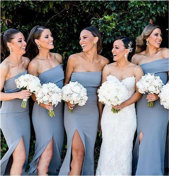 dusty blue long bridesmaid dresses strapless satin side split sheath designer country bridesmaid party prom dress, White;pink
dusty blue long bridesmaid dresses strapless satin side split sheath designer country bridesmaid party prom dress, White;pink