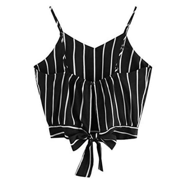 crop women's self tie back v neck striped crop cami camisole blouse back summer tank w307, Black;white
crop women's self tie back v neck striped crop cami camisole blouse back summer tank w307, Black;white