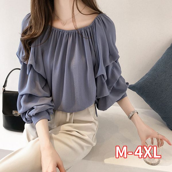 summer new korean slash neck strapless loose layered chiffon shirts elegant long sleeve blous shirt top, White
summer new korean slash neck strapless loose layered chiffon shirts elegant long sleeve blous shirt top, White