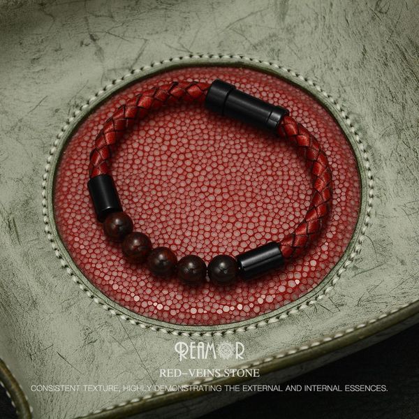 reamor trendy red-veins tiger eyes natural stone cowhide leather men's bracelet pvd black gold stainless steel female bracelet, Golden;silver
reamor trendy red-veins tiger eyes natural stone cowhide leather men's bracelet pvd black gold stainless steel female bracelet, Golden;silver
