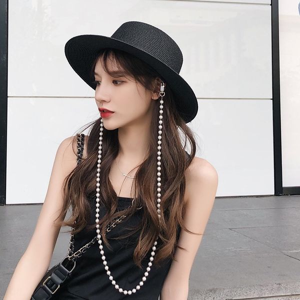small fragrant wind chain pearl hanging neck flat straw pearl straw female summer seaside holiday beach hat big edge hat, Blue;gray
small fragrant wind chain pearl hanging neck flat straw pearl straw female summer seaside holiday beach hat big edge hat, Blue;gray