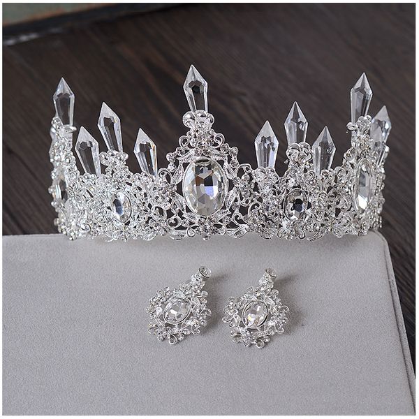 clear ice queen crown tiara retro bridal hair tiara jewelry banquet party hair accessories, Golden;white
clear ice queen crown tiara retro bridal hair tiara jewelry banquet party hair accessories, Golden;white