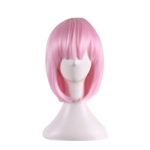 

pink cosplay natural party wig short cosplay wigs fake bangs full hair fashion synthetic wig short curly lace front zero damage, Brown