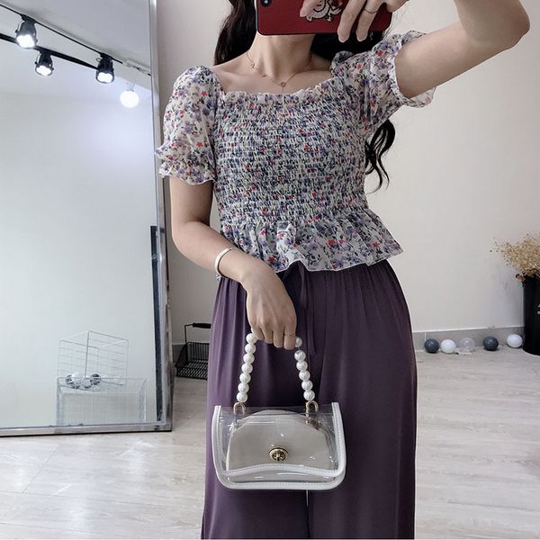 summer high waist blouses women short sleeve square collar floral short ruffled puff sleeve slim chiffon shirt sweet lady, White
summer high waist blouses women short sleeve square collar floral short ruffled puff sleeve slim chiffon shirt sweet lady, White