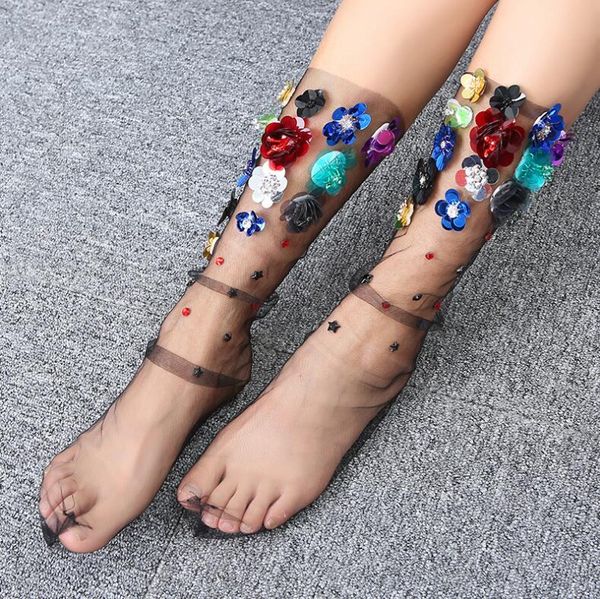 women's handmade sequins flowers socks.lolita ladies girl's transparent mesh floral pearl socks gauze sock sox female hosiery, Pink;yellow
women's handmade sequins flowers socks.lolita ladies girl's transparent mesh floral pearl socks gauze sock sox female hosiery, Pink;yellow