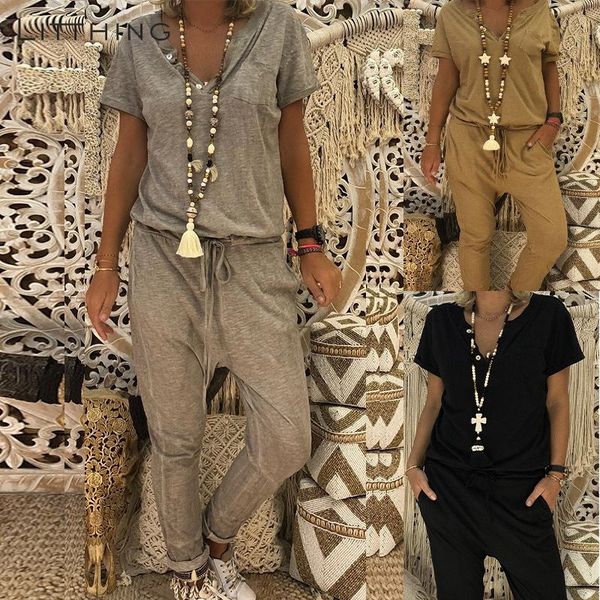litthing 2019 new women short sleeve jumpsuits summer solid casual lace up pants fashion pocket loose wide legs long jumpsuits, Black;white
litthing 2019 new women short sleeve jumpsuits summer solid casual lace up pants fashion pocket loose wide legs long jumpsuits, Black;white