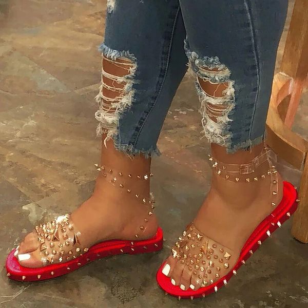 large size 43 summer sandals women transparent flats shoes outside casual walking shoes design roman style rivets, Black
large size 43 summer sandals women transparent flats shoes outside casual walking shoes design roman style rivets, Black