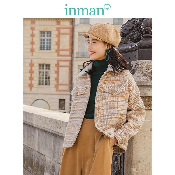 inman 2019 winter new arrival houndstooth split turn down collar multiple pockets warm women short woolen coat, Black
inman 2019 winter new arrival houndstooth split turn down collar multiple pockets warm women short woolen coat, Black
