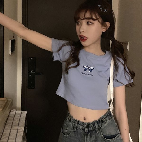 2020 ghost girl butterfly embroidery t-shirt butterfly jacket slim stretch short navel t-shirt women's short jacket, White
2020 ghost girl butterfly embroidery t-shirt butterfly jacket slim stretch short navel t-shirt women's short jacket, White