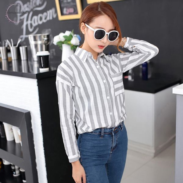 blouse shirt striped fashion womens 2019 spring short long sleeve turn down collar blusa mujer lady female clothing t91, White 
blouse shirt striped fashion womens 2019 spring short long sleeve turn down collar blusa mujer lady female clothing t91, White