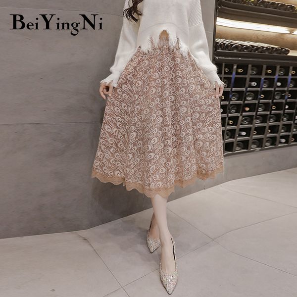 beiyingni spring autumn elegant skirt women lace hollow out tutu midi skirts ladies fashion vintage falda mujer high waist skirt, Black
beiyingni spring autumn elegant skirt women lace hollow out tutu midi skirts ladies fashion vintage falda mujer high waist skirt, Black