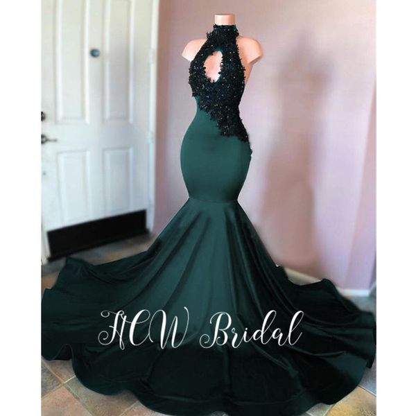 2019 dark green arabic evening dresses black appliques high neck sweep train mermaid gorgeous long prom gowns custom made, White;black
2019 dark green arabic evening dresses black appliques high neck sweep train mermaid gorgeous long prom gowns custom made, White;black