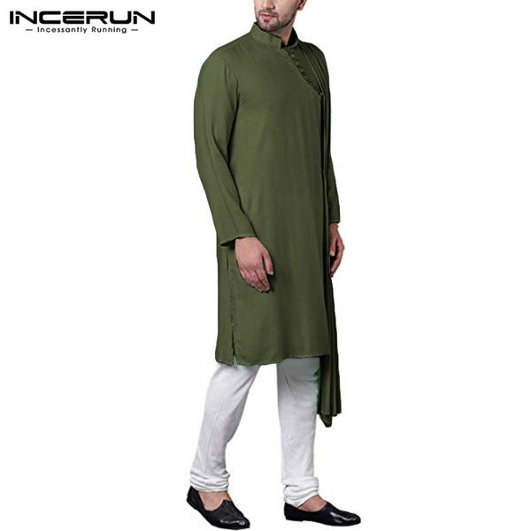 incerun men long shirts muslim dresses shirt man long sleeve stand collar shirt irregular solid color clothing, White;black
incerun men long shirts muslim dresses shirt man long sleeve stand collar shirt irregular solid color clothing, White;black