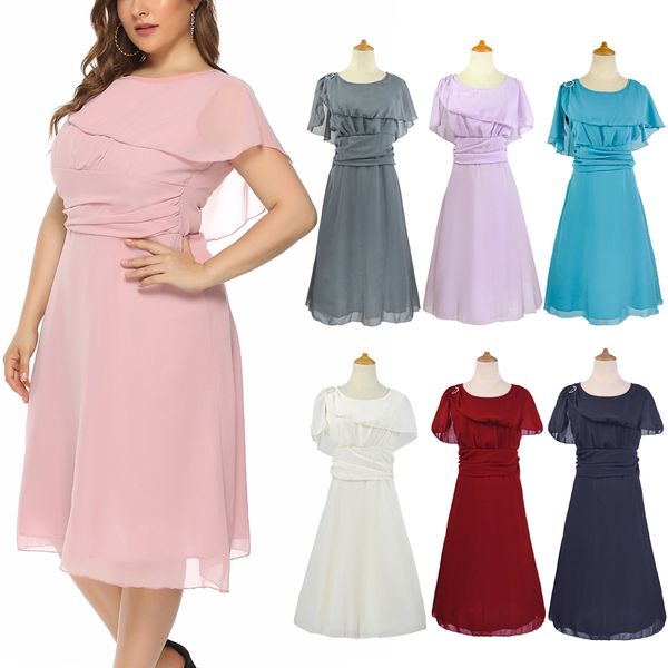 women's new fashion plus size chiffon a-line elegant ruffle short sleeve casual cocktail party swing midi dress, Black;gray
women's new fashion plus size chiffon a-line elegant ruffle short sleeve casual cocktail party swing midi dress, Black;gray