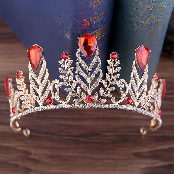 vintage princess crown bridal tiara wedding hair accessories baroque bride gold crown blue red crystal pageant crowns for women, Golden;white 
vintage princess crown bridal tiara wedding hair accessories baroque bride gold crown blue red crystal pageant crowns for women, Golden;white