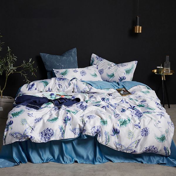 luxury flowers printed 100% silk bedding set silky healthy skin duvet cover blue flat sheet king bed linen
luxury flowers printed 100% silk bedding set silky healthy skin duvet cover blue flat sheet king bed linen