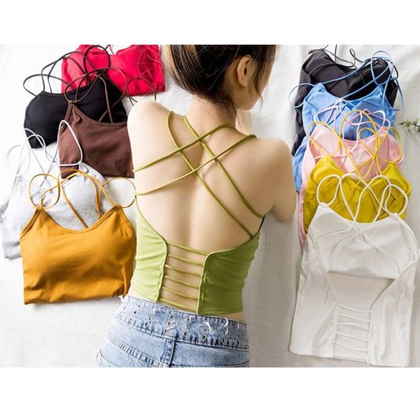 женщины summer candy цвет тонкий tank top sexy крест бинты выдалбливают backless бретели съемный проложенный sling vest пляжная, White
женщины summer candy цвет тонкий tank top sexy крест бинты выдалбливают backless бретели съемный проложенный sling vest пляжная, White
