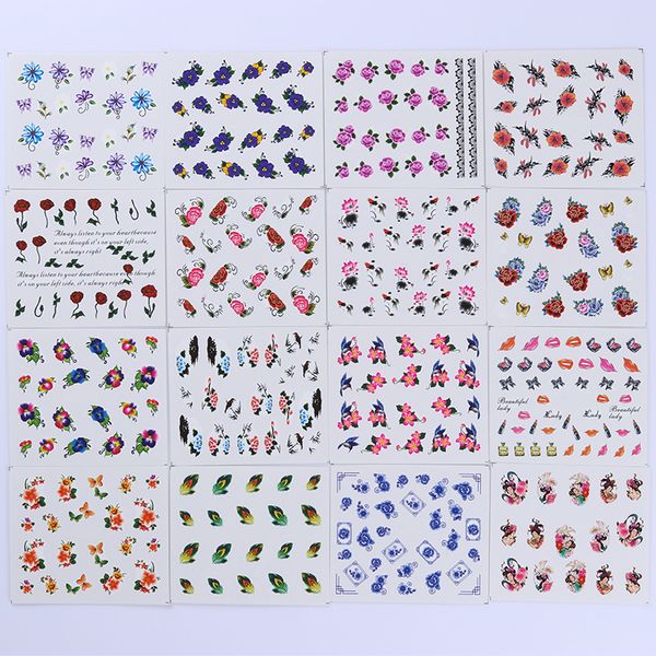 50 Sheets Butterfly Flower Mixed Pattern Water Decal Ultra Thin Laser Candy Colorful Transfer Sticker Nail Art Diy Decoration