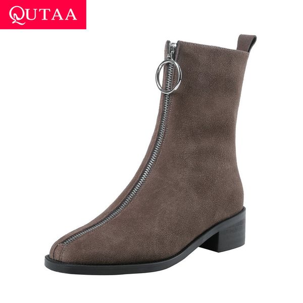 qutaa 2020 retro square toe cow leather ankle boots comfort square heel fashion front zipper autumn winter women shoes size34-39, Black
qutaa 2020 retro square toe cow leather ankle boots comfort square heel fashion front zipper autumn winter women shoes size34-39, Black