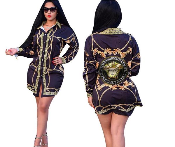 sellers brand women lapel collar printed medusa shirt dresses fd versace slim fit mini dress club party wear, Black;gray
sellers brand women lapel collar printed medusa shirt dresses fd versace slim fit mini dress club party wear, Black;gray