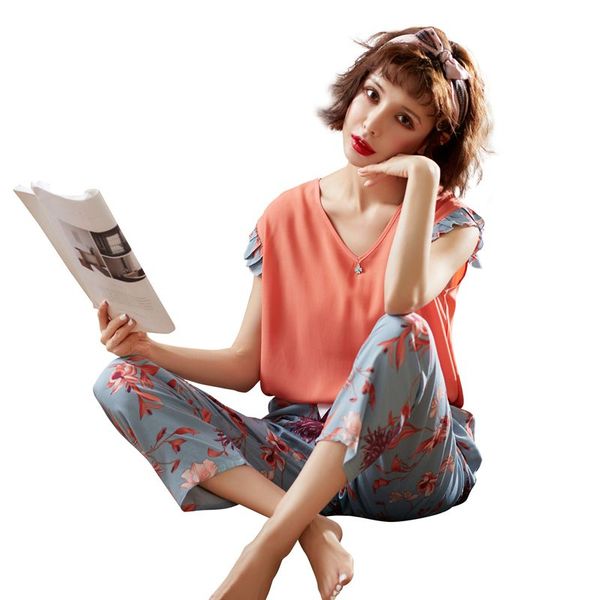 home service summer pajamas cotton sleeveless night set women thin section suit trousers printed loose nightgown pijama feminino, Black;red
home service summer pajamas cotton sleeveless night set women thin section suit trousers printed loose nightgown pijama feminino, Black;red