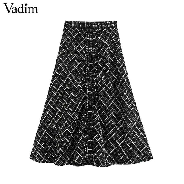 skirts vadim women chic tweed plaid midi skirt buttons tassels patchwork a line checkered office wear mid calf ba909, Black
skirts vadim women chic tweed plaid midi skirt buttons tassels patchwork a line checkered office wear mid calf ba909, Black