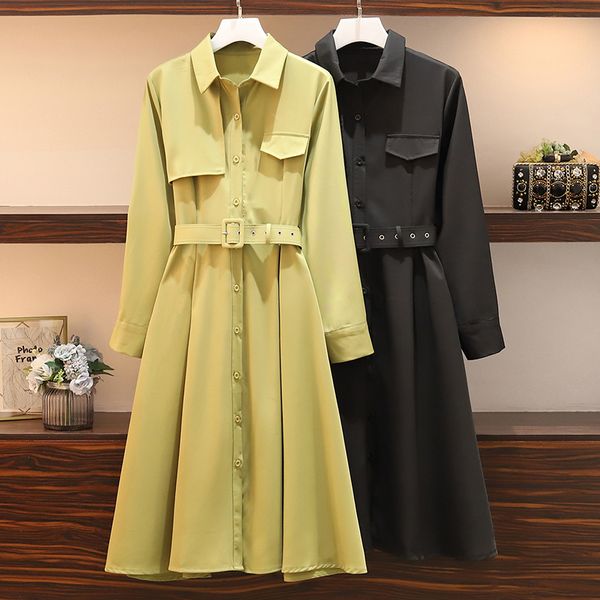 casual dresses l-4xl 2021 spring fashion women turn down collar long sleeves a line dress female a2134, Black;gray
casual dresses l-4xl 2021 spring fashion women turn down collar long sleeves a line dress female a2134, Black;gray