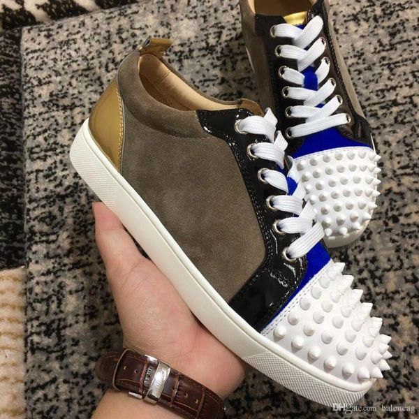 designs shoes spike junior calf low cut red bottom sneaker luxurious party wedding shoes genuine leather spikes lace-up casual shoes, Black
designs shoes spike junior calf low cut red bottom sneaker luxurious party wedding shoes genuine leather spikes lace-up casual shoes, Black