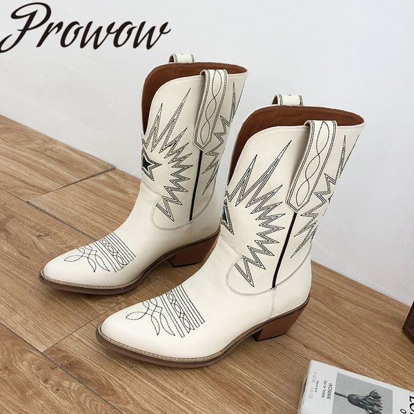 prowow new pointed toe slip on women boots floral embroidery thick heel cowboy women boots fahsion winter shoes, Black
prowow new pointed toe slip on women boots floral embroidery thick heel cowboy women boots fahsion winter shoes, Black
