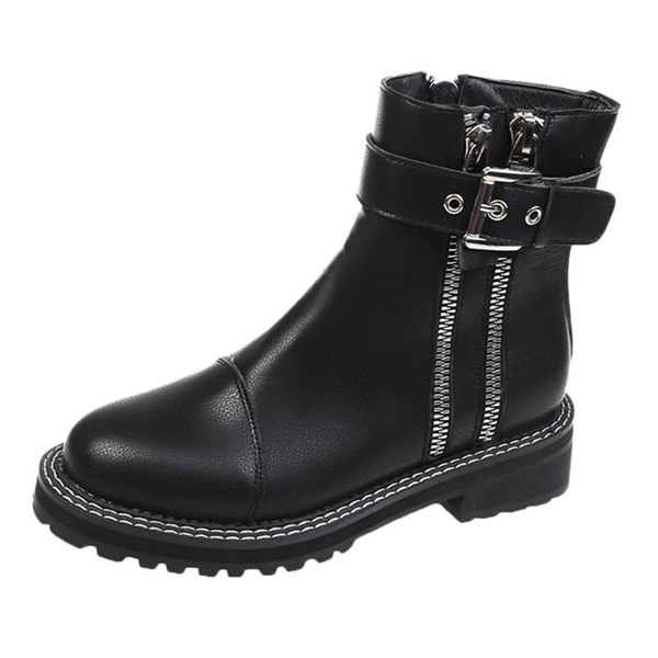 women's fashion retro buckle buckle casual motorcycle boots ladies british wind zipper boots handsome motorcycle, Black
women's fashion retro buckle buckle casual motorcycle boots ladies british wind zipper boots handsome motorcycle, Black