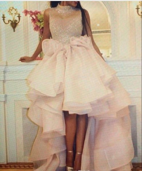 2019 gorgeous hi-lo prom dresses high neck shiny sequined bodice ruffles puffy skirt saudi arabic organza evening party homecoming gowns, Black
2019 gorgeous hi-lo prom dresses high neck shiny sequined bodice ruffles puffy skirt saudi arabic organza evening party homecoming gowns, Black