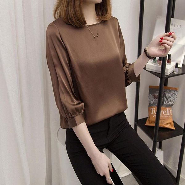 women's blouses & shirts women blouse 2021 fashion plus size solid color imitated silk three quarter sleeve spring summer, White
women's blouses & shirts women blouse 2021 fashion plus size solid color imitated silk three quarter sleeve spring summer, White