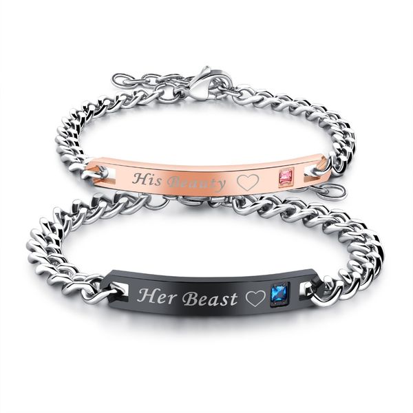 whole2019 romantic heart id bracelet for lovers" her & his " rose gold color stainless steel women men couple valentine's gif, Black
whole2019 romantic heart id bracelet for lovers" her & his " rose gold color stainless steel women men couple valentine's gif, Black