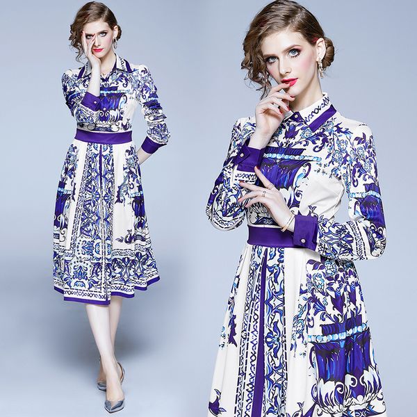 luxury designer runway women midi shirt dress blue and white porcelain print ladies long sleevee turndown neck party dresses casual office, Black;gray
luxury designer runway women midi shirt dress blue and white porcelain print ladies long sleevee turndown neck party dresses casual office, Black;gray
