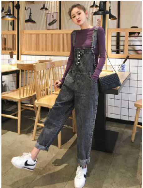 dark ash overalls fall cowgirl lovely straight loose, Blue
dark ash overalls fall cowgirl lovely straight loose, Blue