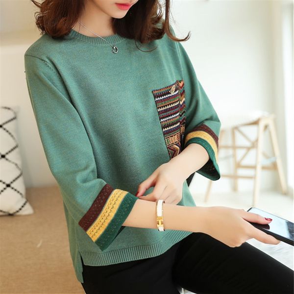 2020 round collar knitwear 7-sleeve t- knitted knitwear female t-shirt autumn loose base shirt, White
2020 round collar knitwear 7-sleeve t- knitted knitwear female t-shirt autumn loose base shirt, White