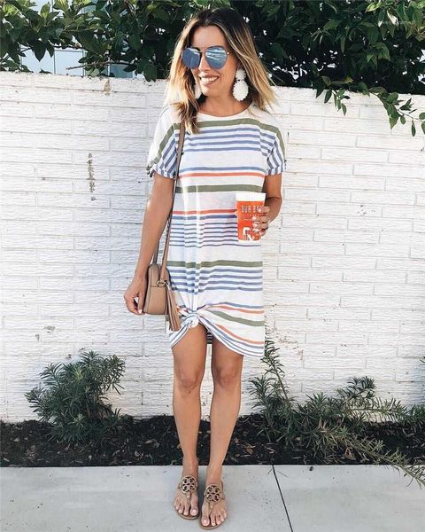 dresss fashion round neck striped short-sleeved female dress female above knee clothing summer summer designers womans, Black;gray
dresss fashion round neck striped short-sleeved female dress female above knee clothing summer summer designers womans, Black;gray