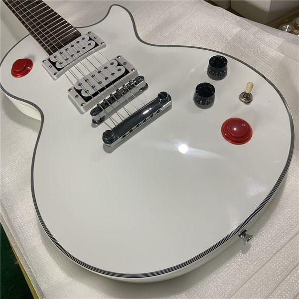 new custom rare buckethead studio baritone guitar red button arcade button kill switch alpine white electric guitar with guita
new custom rare buckethead studio baritone guitar red button arcade button kill switch alpine white electric guitar with guita