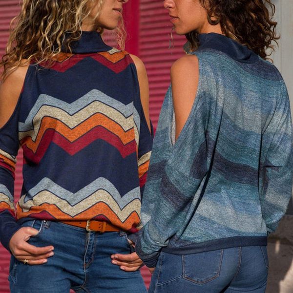 fashion women's high collar long sleeve printed off-the-shoulder casual loose women's long-sleeved t-shirt t-shirts, White
fashion women's high collar long sleeve printed off-the-shoulder casual loose women's long-sleeved t-shirt t-shirts, White