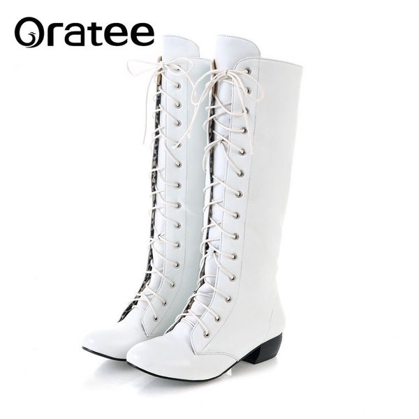 large size 43 lace up knee high boots women autumn soft leather fashion white square heel woma, Black
large size 43 lace up knee high boots women autumn soft leather fashion white square heel woma, Black
