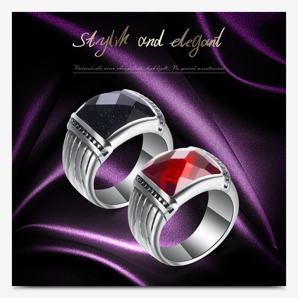 designer rings red blue 2 colors simulated garnet starry sky retro titanium steel ethnic rings men jewelry vintage ring online, Silver
designer rings red blue 2 colors simulated garnet starry sky retro titanium steel ethnic rings men jewelry vintage ring online, Silver