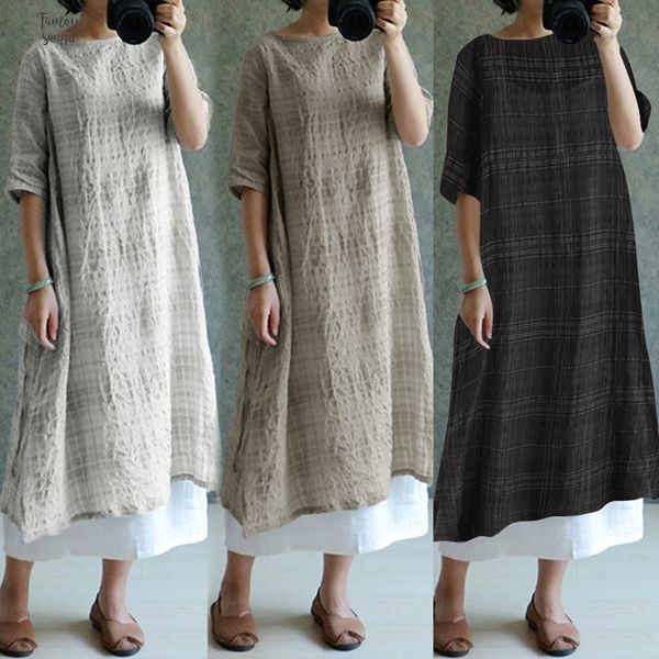 2019 women vintage plaid dresses summer dress oversized women clothes ladies linen casual loose sundress vestidos s, Black;gray
2019 women vintage plaid dresses summer dress oversized women clothes ladies linen casual loose sundress vestidos s, Black;gray