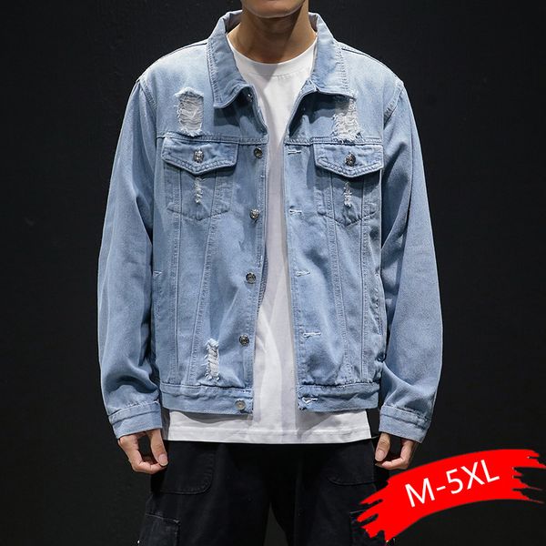 men light blue denim jackets holes jean jackets streetwear casual denim coats men cotton outwear slim size 5xl, Black;brown
men light blue denim jackets holes jean jackets streetwear casual denim coats men cotton outwear slim size 5xl, Black;brown