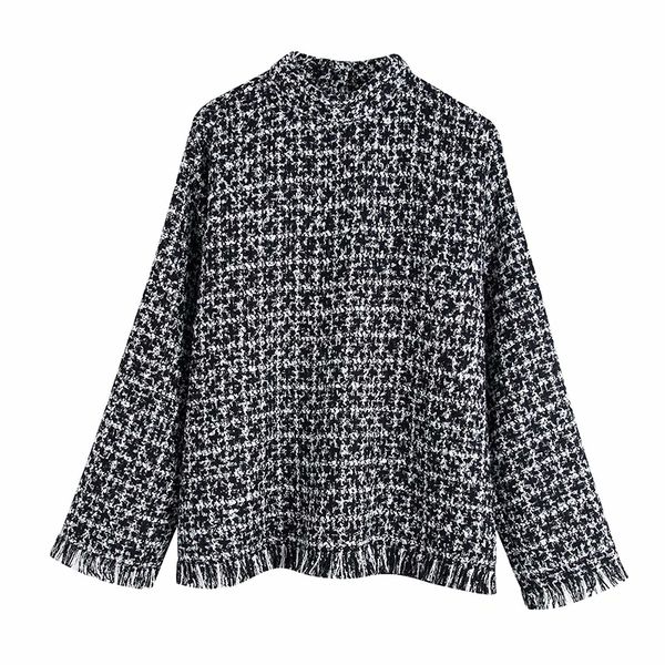 autumn winter houndstooth women hoodies casual stand neck fashion chic plaid tassels sweatshirt loose pullovers, Black
autumn winter houndstooth women hoodies casual stand neck fashion chic plaid tassels sweatshirt loose pullovers, Black