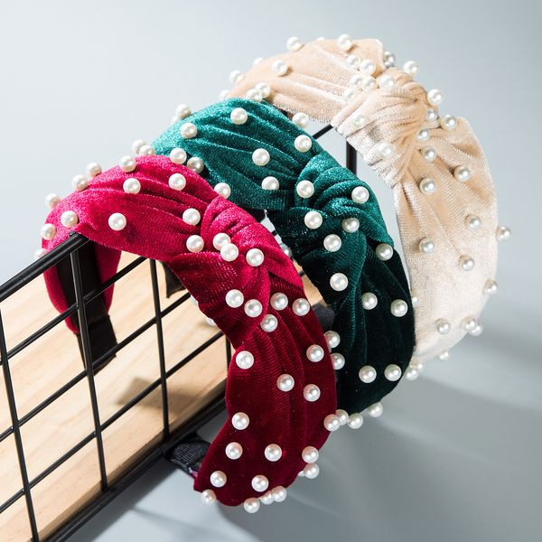 pearl hair band gold velvet middle knot wide edge headband bow women's hair accessories, Silver
pearl hair band gold velvet middle knot wide edge headband bow women's hair accessories, Silver