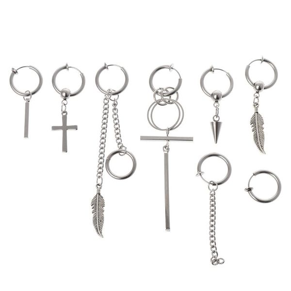 8 pcs/set jewelry earrings women men lady hip hop fashion popular pendant simple stainless steel charms gifts party, Silver
8 pcs/set jewelry earrings women men lady hip hop fashion popular pendant simple stainless steel charms gifts party, Silver