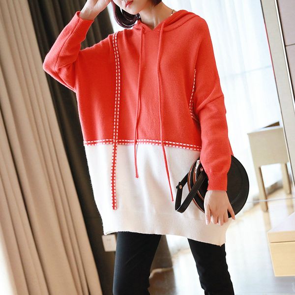 autumn winter contrast cotton knitted sweater pullover women fashion oversized female knitted pullover with hooded plus size, White;black
autumn winter contrast cotton knitted sweater pullover women fashion oversized female knitted pullover with hooded plus size, White;black