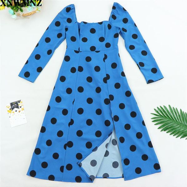 xnwmnz 2020 summer vintage party dress square collar elegant dress female black dot printed midi side slit dresses vestidos, Black;gray
xnwmnz 2020 summer vintage party dress square collar elegant dress female black dot printed midi side slit dresses vestidos, Black;gray