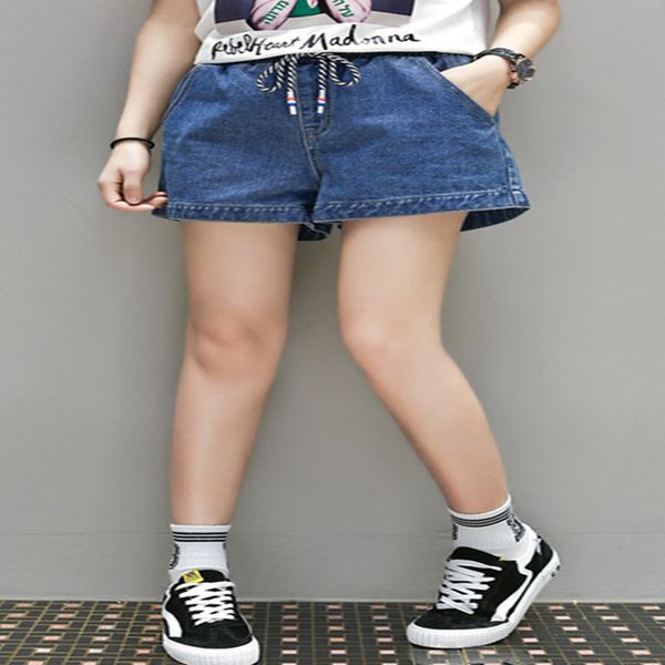 xl-5xl 2018 summer casual high waist drawstring shorts women loose denim shorts plus size elastic waist jeans for women, White;black
xl-5xl 2018 summer casual high waist drawstring shorts women loose denim shorts plus size elastic waist jeans for women, White;black